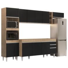 Imagem de Armário De Cozinha Modulada 5 Peças Cp16 Balcão Castanho/Preto - Lumil
