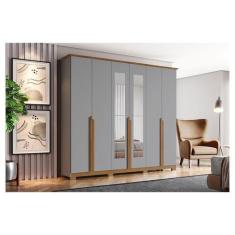 Imagem de Guarda Roupa Casal Ambiente Andréas 6 Portas Cinza Nature Com Espelho