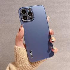 Imagem de Capa de telefone em acrílico sólido fino para iPhone 7 8 Plus X Xs Max Xr Capa de proteção de câmera de alumínio de metal para iPhone 13 11 12 Pro Max, azul marinho, para iPhone X