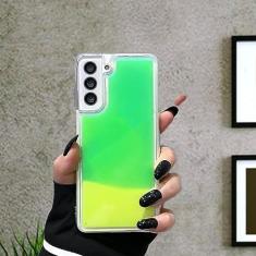 Imagem de Capa de telefone de areia de néon luminosa para Samsung S23 Ultra S22 Plus S21FE S20 Lite S10 S9 S23 Plus Capa de telefone de areia movediça com brilho líquido, verde, para Samsung S9 Plus