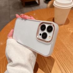 Imagem de Capa de proteção de anel de câmera de metal de luxo para iPhone 14 13 12 11 Pro Max Transparente Acrílico Armadura à prova de choque Capa protetora de proteção, rosa, para iPhone 13 ProMax