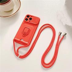 Imagem de Caso de anel de cartão de cordão de lente deslizante para Samsung S23 S22 Ultra Plus A52 A72 A22 A32 A12 A51 A13 A23 A53 A73 A71 Capa, vermelho, para A72