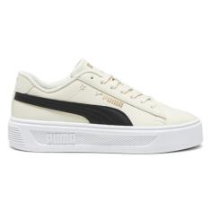 Imagem de Puma Tênis feminino casual Smash V3 plataforma com cadarço - preto, Alpine Snow-puma Black-Puma Gold-Puma Branco, 37