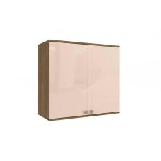 Imagem de Armário Aéreo Cozinha Modulado Curve N645 c/ 2 Portas 80cm Nogueira/Macadamia - Kappesberg