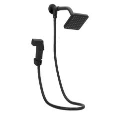 Imagem de Chuveiro Ducha Flatt Preto/Black Quadrado C/Desviador