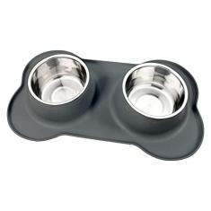 Imagem de AsFrost Tigelas De Comida Para Cães De Aço Inoxidável Conjunto De Tigela De Comida E Água Para Cães Sem Derramamento E Tapete De Silicone Antiderrapante, Pratos Para Cães De Tamanho Pequeno E Médio Ti