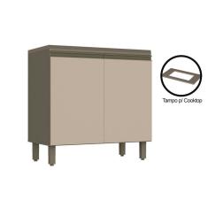 Imagem de Módulo Cozinha Henn Connect Balcão c/ 2 Portas c/Tampo p/ Cooktop Duna/Cristal