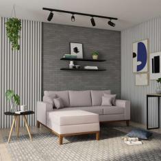 Imagem de Sofá 3 Lugares Valles Com Chaise Esquerdo Linho Cru - Mobly