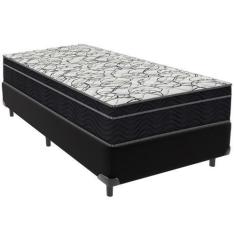 Imagem de Cama Box Preto e Colchão Airtech 150 Espuma D45 Solteiro Ortobom