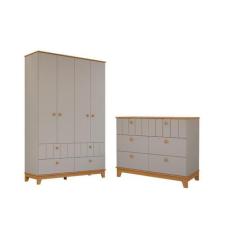 Imagem de Guarda Roupa E Cômoda Retro Permobili Biscoito Mdf