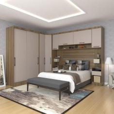 Imagem de Quarto De Canto Casal - Guarda Roupas Cabeceira E Mesas - KIT