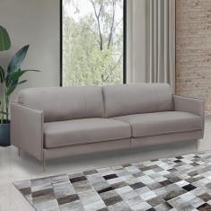 Imagem de Sofá Decorativo Anthony 4 Lugares Sala de estar 270cm Pés em Aço Couro Avelã G88 - Gran Belo
