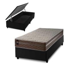 Imagem de Conjunto Box Baú Georgia Bege 88x188x67 c/ Molas Ensacadas - King Hous