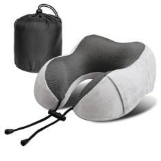 Imagem de Travesseiro de pescoço de viagem 100% espuma de memória pura, 2025 novas almofadas de pescoço de viagem para dormir, travesseiro de pescoço para viagem confortável em forma de U, design ergonômico