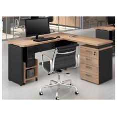 Imagem de Mesa em L Web30 1,35 c/ 4 Gavetas + Suporte CPU Calvi/Preto