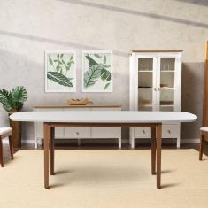 Imagem de Mesa Oval 8 Lugares 2,0m Tampo MDF Tiê CabeCasa MadeiraMadeira Amendoa/ Off White