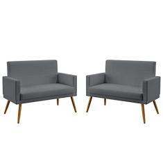 Imagem de Kit 2 Poltronas Namoradeiras Nina Com Rodapé Sued  Aradecor