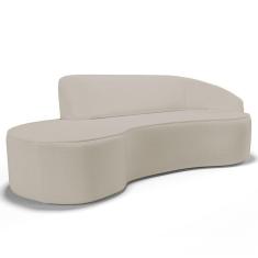 Imagem de Sofá Living 3 Lugares 210cm Braço Direito Mozart D06 Sintético Bege - Mpozenato