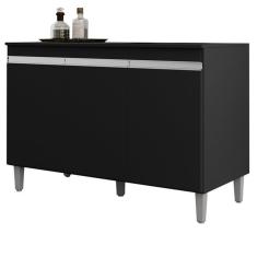 Imagem de Balcao Para Pia 120 Cm 3 Portas Manu Preto Reajl