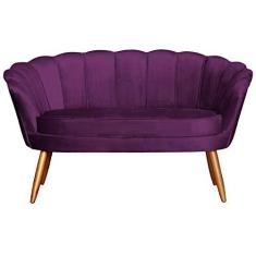 Imagem de Namoradeira Estofada 2 Lugares Para Sala Comercial Pétala Veludo Roxo - LM DECOR