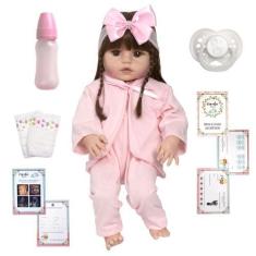 Imagem de Boneca Reborn Bebê Corpo De Silicone 13 Itens - Cegonha Reborn Dolls