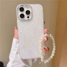 Imagem de Bonito amor coração jóias pérola corrente pulseira de pulso caso de concha sonhadora para iphone 15 13 12 11 14 pro max laser glitter mármore capa, a01, para iphone 15