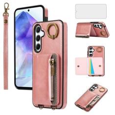 Imagem de Asuwish Capa de telefone para Samsung Galaxy A35 5G capa carteira e protetor de tela de vidro temperado zíper flip anel de crédito suporte de cartão suporte couro robusto acessórios de celular A 35