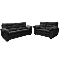 Imagem de Conjunto Sofá Hellen Premium 3 e 2 lugares em tecido Velut Preto