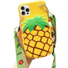 Imagem de SGVAHY Capa carteira para iPhone 15 Pro, capa fofa para iPhone com alça de cordão, capa de telefone engraçada, porta-cartões, kawaii, macia, à prova de choque, capa protetora para mulheres e meninas