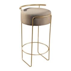 Imagem de Banqueta Olivia Em Linho E Base Metal Dourado Agarb Decor - Agarb Esto