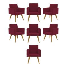 Imagem de Kit 07 Cadeiras Poltronas Decorativa - Escritório - Recepção Cor:marsala