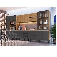 Imagem de Coz. Modulada 10 Pçs Tampo Aéreo 3 Pts/basc Balcão 2 Pts Paneleiro Plátano Montana/grafite Quiditá Montana/grafite