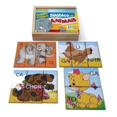 Imagem de Quebra-Cabeça Silábico De Animais 12 Peças Pedagógico - Jottplay
