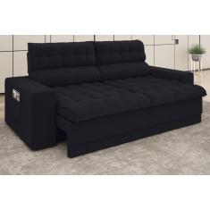 Imagem de Sofá Daytona 2,30M Assento Retrátil E Reclinável Velosuede Preto - Netsofas