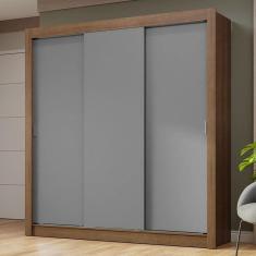 Imagem de Guarda-roupa Casal 3 Portas Correr Rustic/Cinza Nobre
