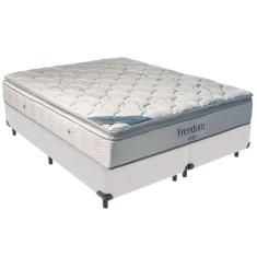 Imagem de Cama Box Branco E Colchão Freedom Molas Ensacadas Queen Ortobom