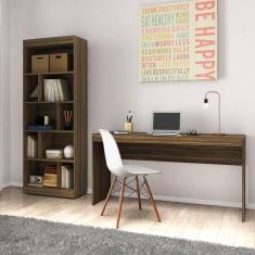 Imagem de Conjunto de Mesa de Escritório Marselha com Estante Hunt Castanho