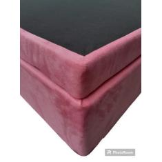Imagem de Cama Box Baú King Bipartido Blindado Suede Rosé Com Pistão A Gás - Imp