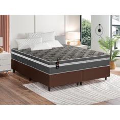 Imagem de Conjunto Cama Box Espuma Miami Cinza King 193x203x62