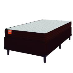 Imagem de Cama Box Solteiro Colchão Molas Qatar 88x188x60cm Marrom / Branco - Suporta até 200Kg por Pessoa