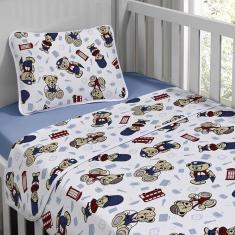 Imagem de Jogo de Cama Tecebem Baby Malha Estampado Greg 3 Pçs Azul