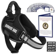 Imagem de Peitoral para cães de serviço + 50 cartões de informações ADA + 4 adesivos de velcro, colete refletivo para cães de apoio emocional Animire com alça resistente para cães pequenos, médios e grandes
