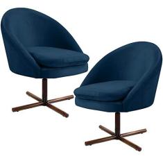 Imagem de Kit 02 Poltronas Decorativas Giratória Base X Rafa D02 Veludo  Oxford B-304 - Lyam Decor