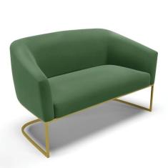 Imagem de Sofá Namoradeira 2 Lugares Base Industrial Dourado Stella Suede Verde D03 - D'Rossi