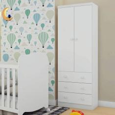 Imagem de Guarda Roupa Infantil 2 Portas em MDF Smim Móveis Peroba Branco Brilho