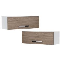 Imagem de Kit 2 Armários Aéreos Geladeira Veneza 70cm 1 Porta Branco/Castanho -