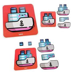 Imagem de Quebra Cabeça Infantil De Madeira E Encaixe Educativo Navio Babebi