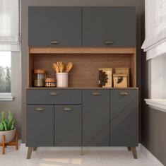 Imagem de Armário Kit De Cozinha Emily 120cm Carvalho/grafite - Móveis Arapongas