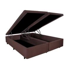 Imagem de Cama Box Baú King 193X203x42cm Suede Marrom Com Pistão A Gás - Cama In