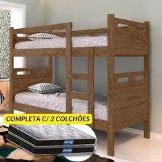 Imagem de Beliche Duas Camas Barreto Solteiro c/ 2 Colchões Probel  cor: Castanho